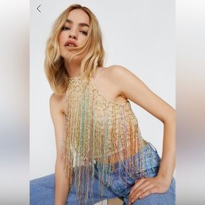Nasty Gal Tassel Beaded Halter neck Top
